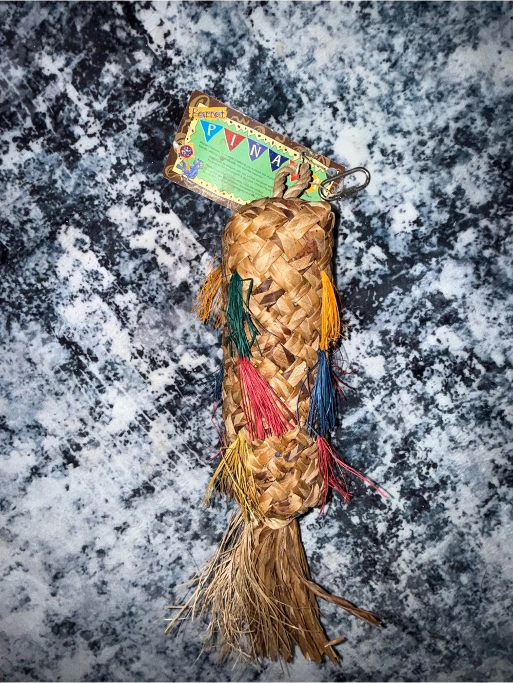 Natural Parrot Piñata Bird Toy Large Woven Chew Toy Colorful Tassels